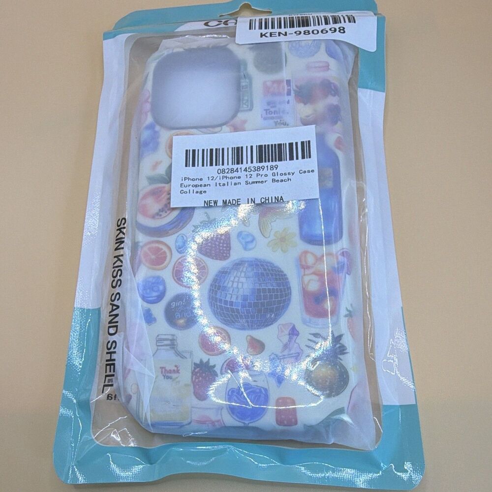 iPhone 12 / 12 Pro Glossy Patterned Multicolor Beach Hard Back Case Cover